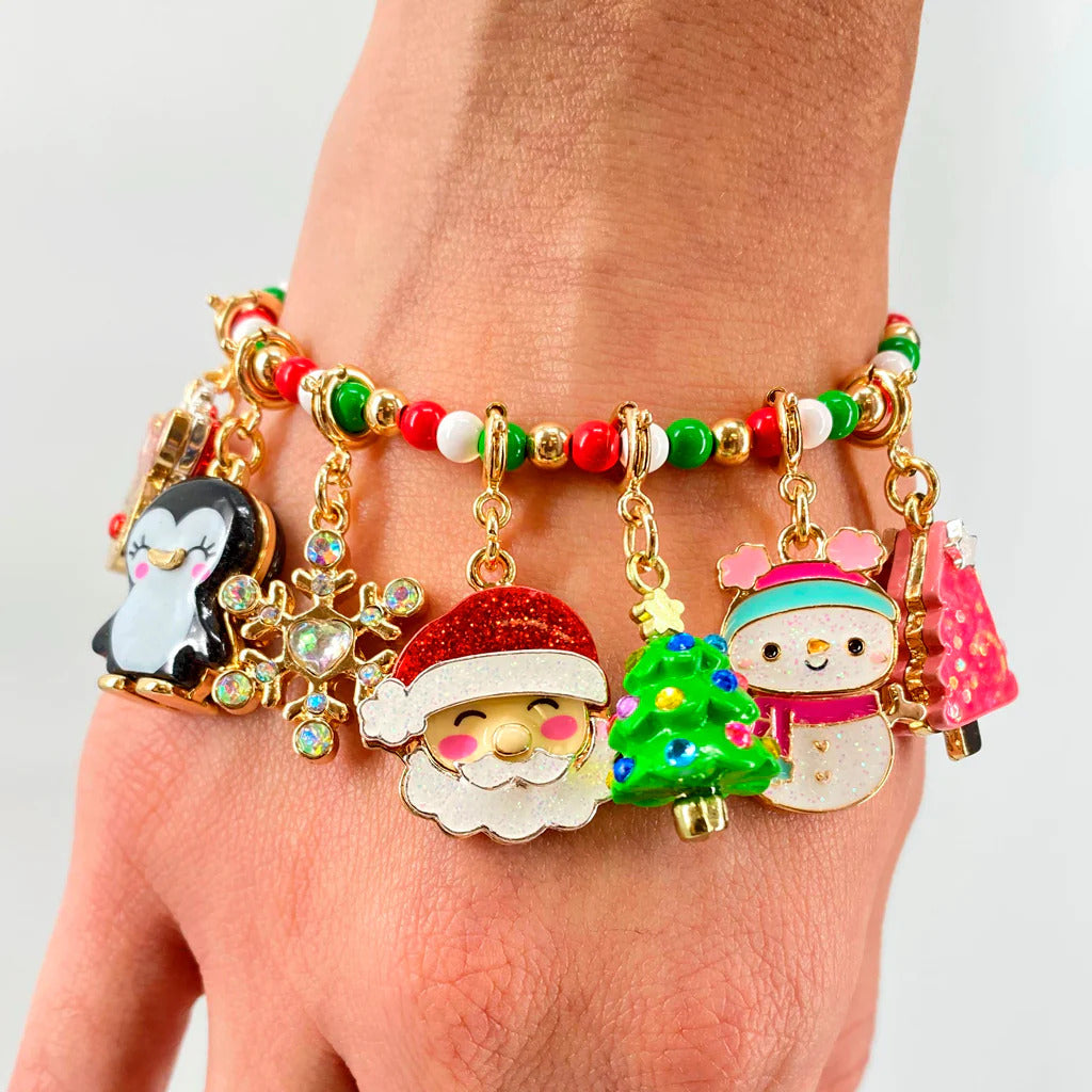 Gold Glitter Santa Charm