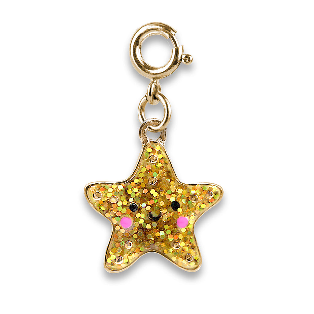 Gold Glitter Starfish Charm