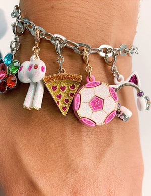 Gold Glitter Soccer Ball Charm