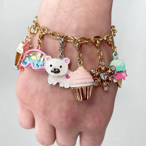 Swivel Glitter Polar Bear Charm