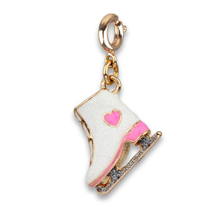 Gold Glitter Ice Skate Charm