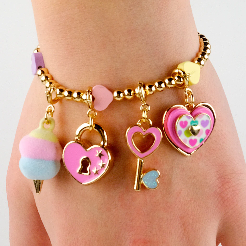 CHARM IT! Gold Multi Heart Stretch Bead Bracelet