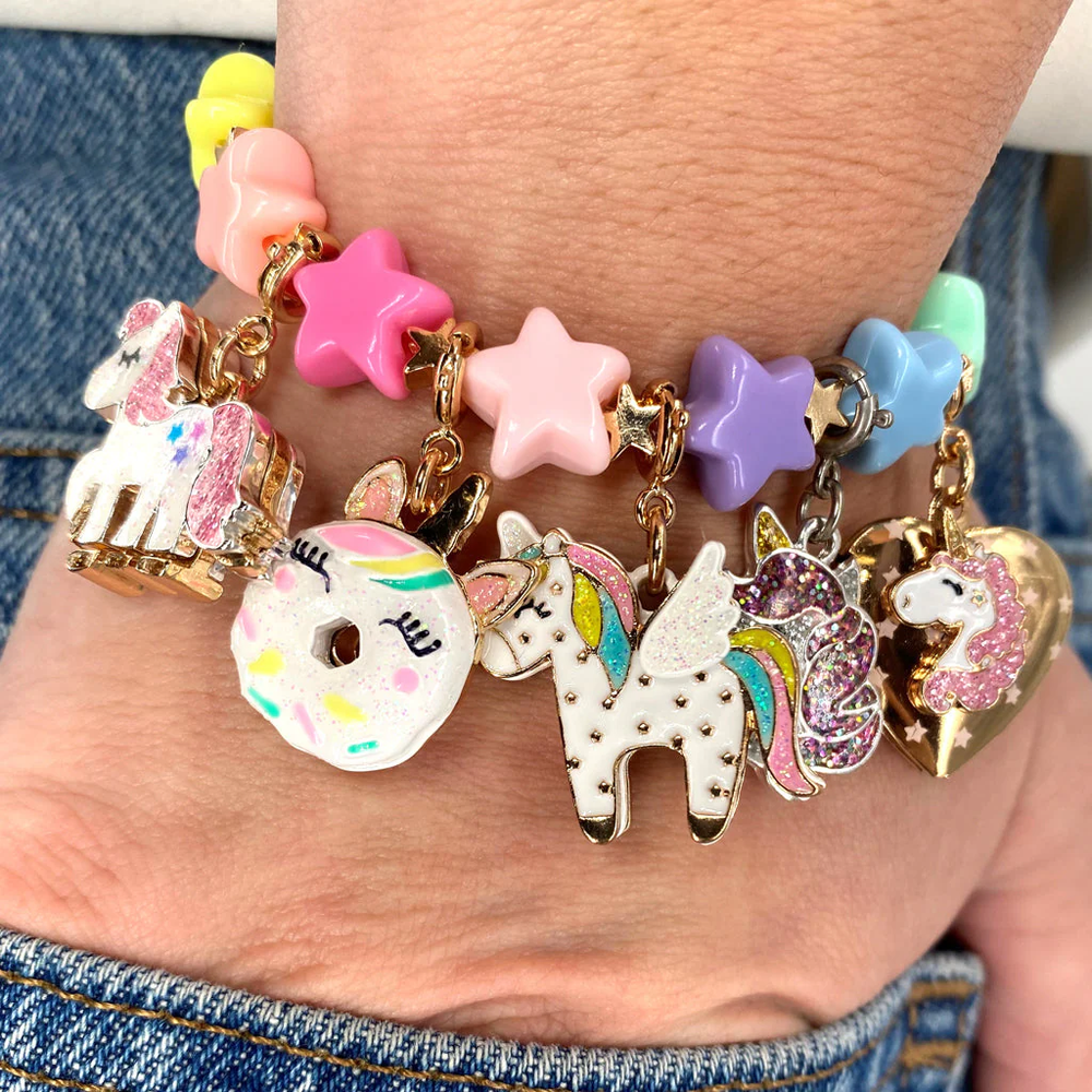 CHARM IT! Gold Pastel Star Stretch Bead Bracelet