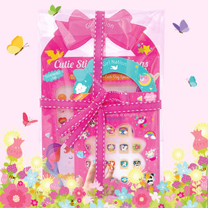 Yapışkanlı Küpe ve Desenli Tırnak Çıkartması Seti- Unicorn Fantasy