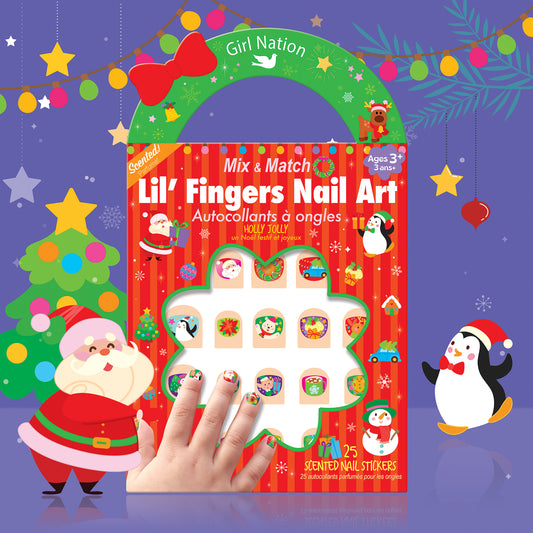 Lil' Fingers Nail Art- Holly Jolly