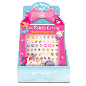 Yapışkanlı Küpe ve Desenli Tırnak Çıkartması Seti- Unicorn Fantasy