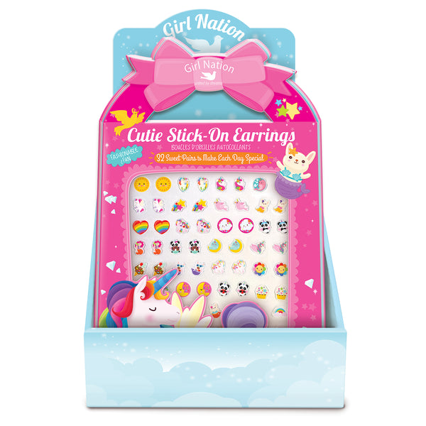 Yapışkanlı Küpe ve Desenli Tırnak Çıkartması Seti- Unicorn Fantasy