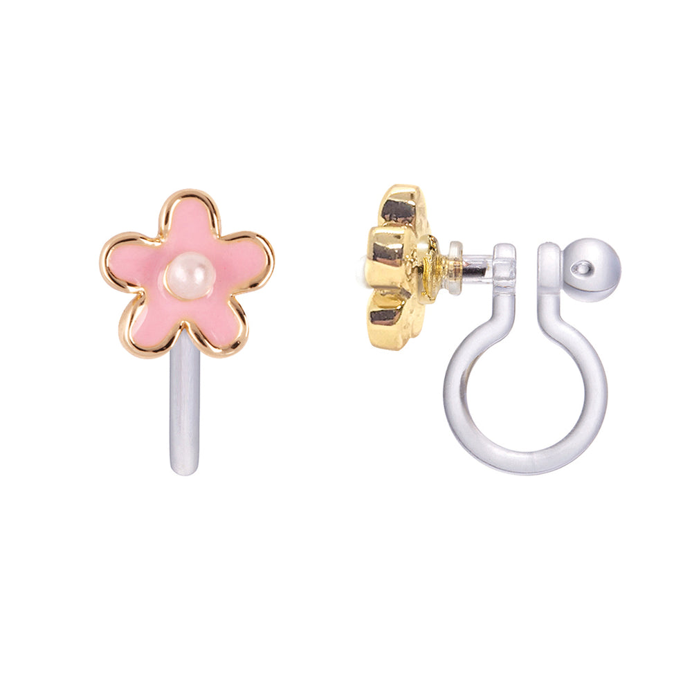 CLIP ON / Klipsli Küpe- Pink Fancy Flower