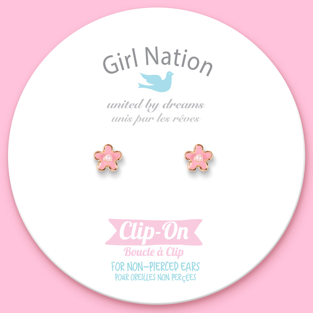 CLIP ON / Klipsli Küpe- Pink Fancy Flower