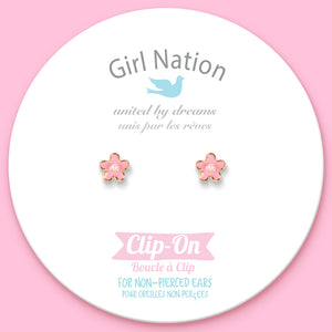 CLIP ON / Klipsli Küpe- Pink Fancy Flower