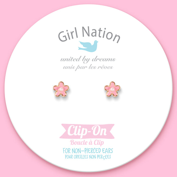 CLIP ON / Klipsli Küpe- Pink Fancy Flower