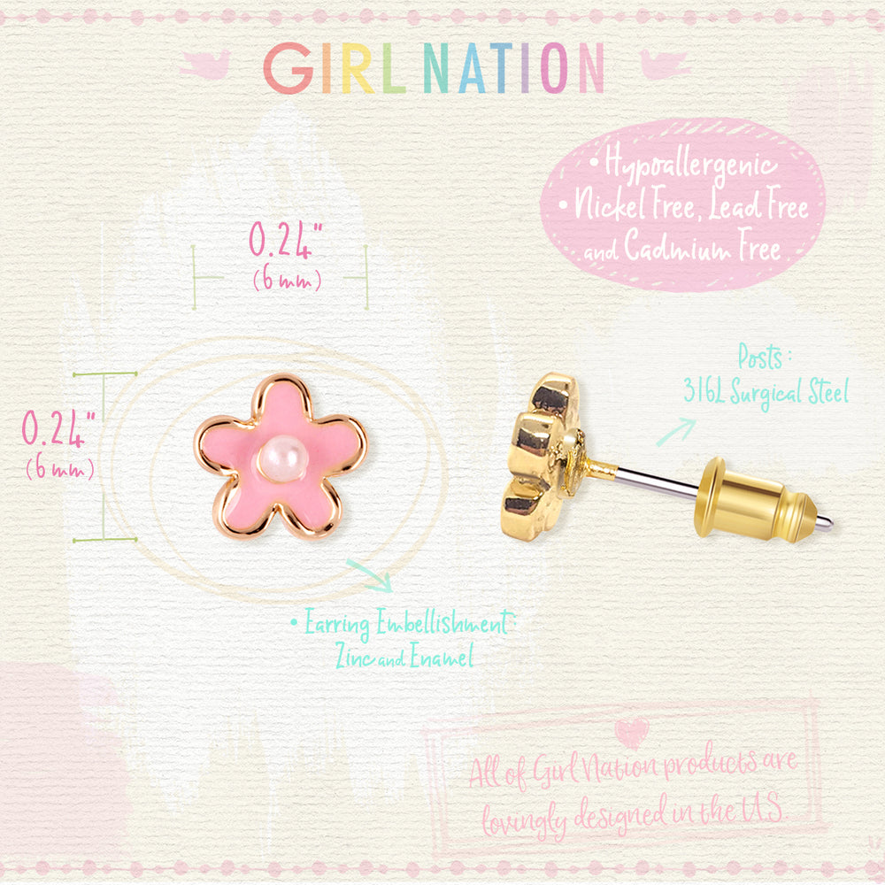 Cutie Studs / Küpe- Pink Fancy Flower
