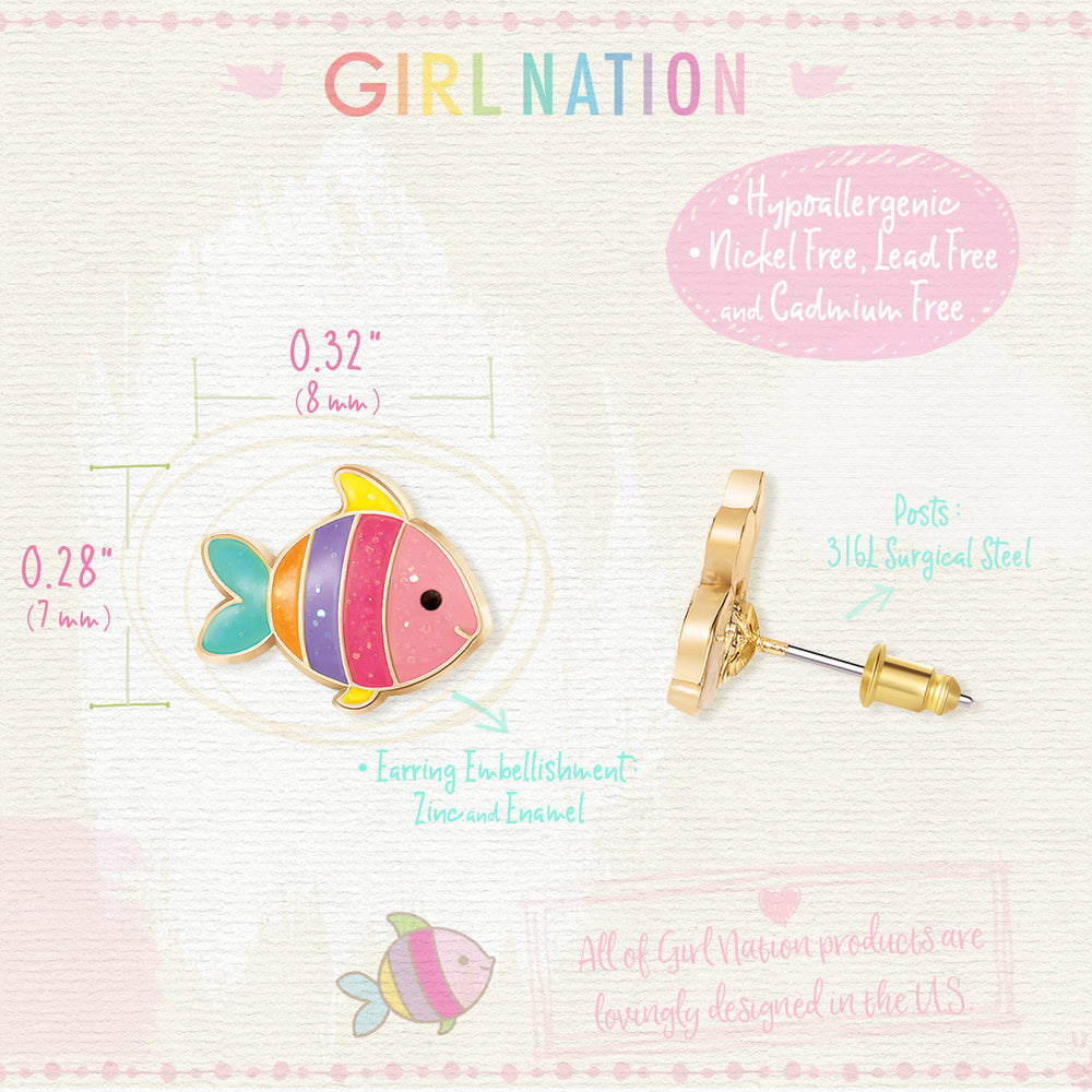 Cutie Studs / Küpe- Rainbow Fish