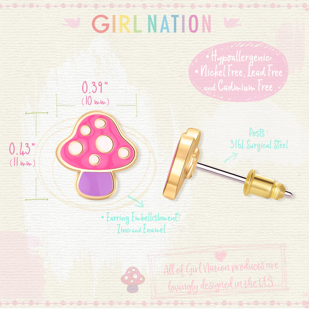 Cutie Studs / Küpe- Mini Mushroom