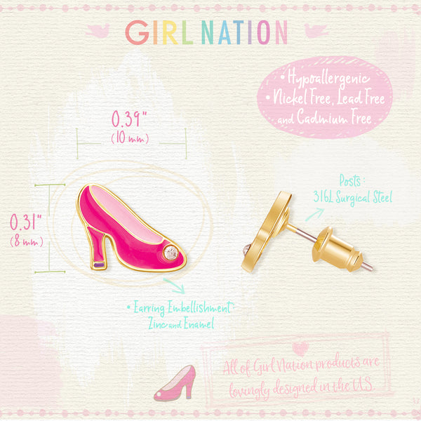 Cutie Studs / Küpe- Hot Pink Heels