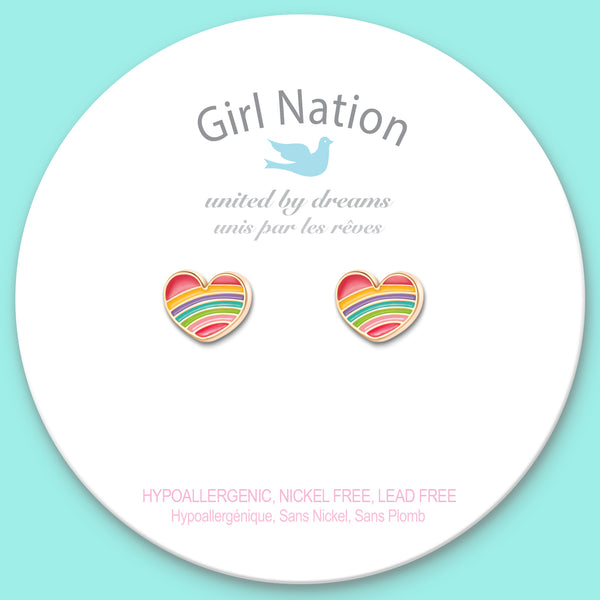Cutie Studs / Küpe- Rainbow Heart