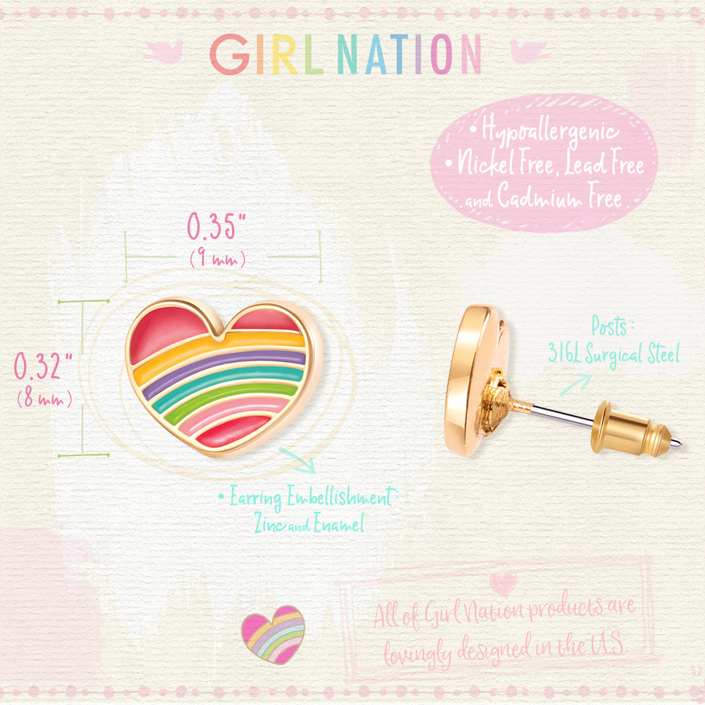 Cutie Studs / Küpe- Rainbow Heart
