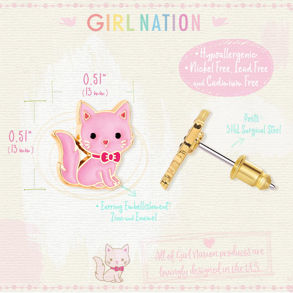 Cutie Studs / Küpe- Kitty Pink
