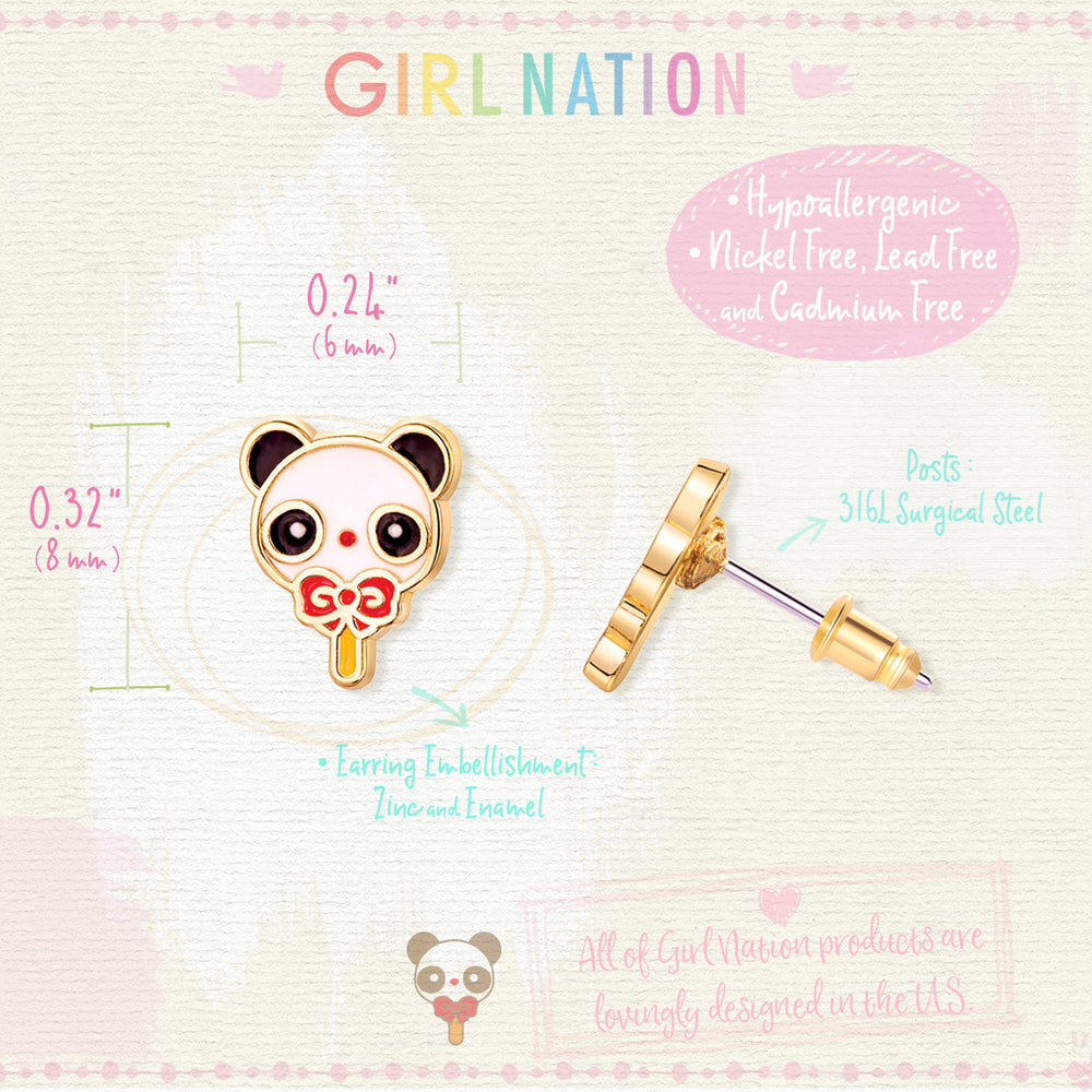 Cutie Studs / Küpe- Panda Popsicle