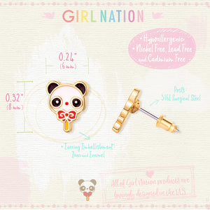 Cutie Studs / Küpe- Panda Popsicle