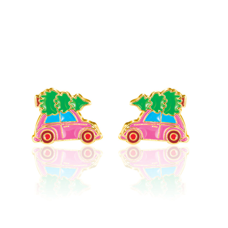 Holiday Studs- Car with Tree