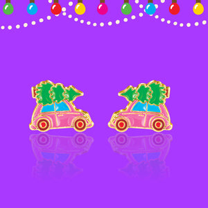 Holiday Studs- Car with Tree