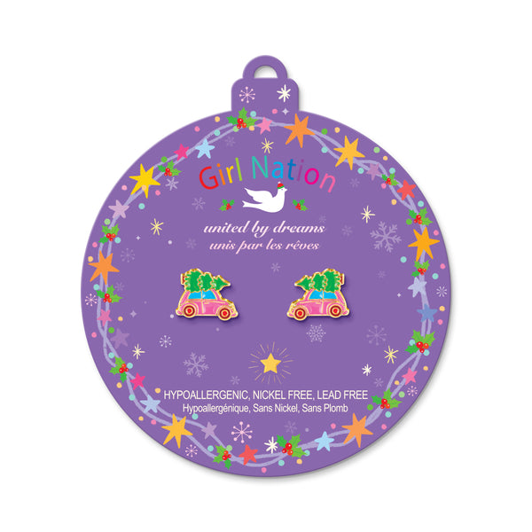 Holiday Studs- Car with Tree