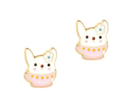 Cutie Studs / Küpe- Bunny Tea Time