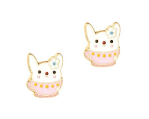 Cutie Studs / Küpe- Bunny Tea Time